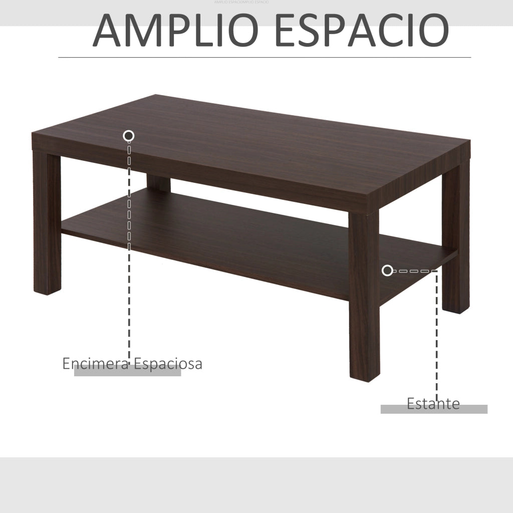 Tavolino da caff¨¨ ¨C Xylo ¨C legno effetto noce con 2 ripiani 90x45x44,5 cm