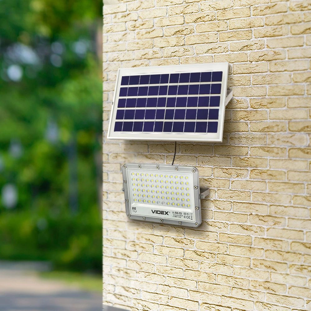 Faretto solare 10W 1000lm 5000K IP65 con telecomando Videx
