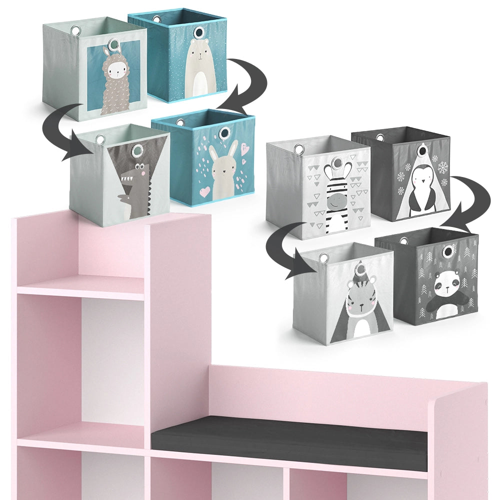 Vicco Libreria bambini rosa 107.2 x 88.6 cm con 2 scatole pieghevoli (grigio)
