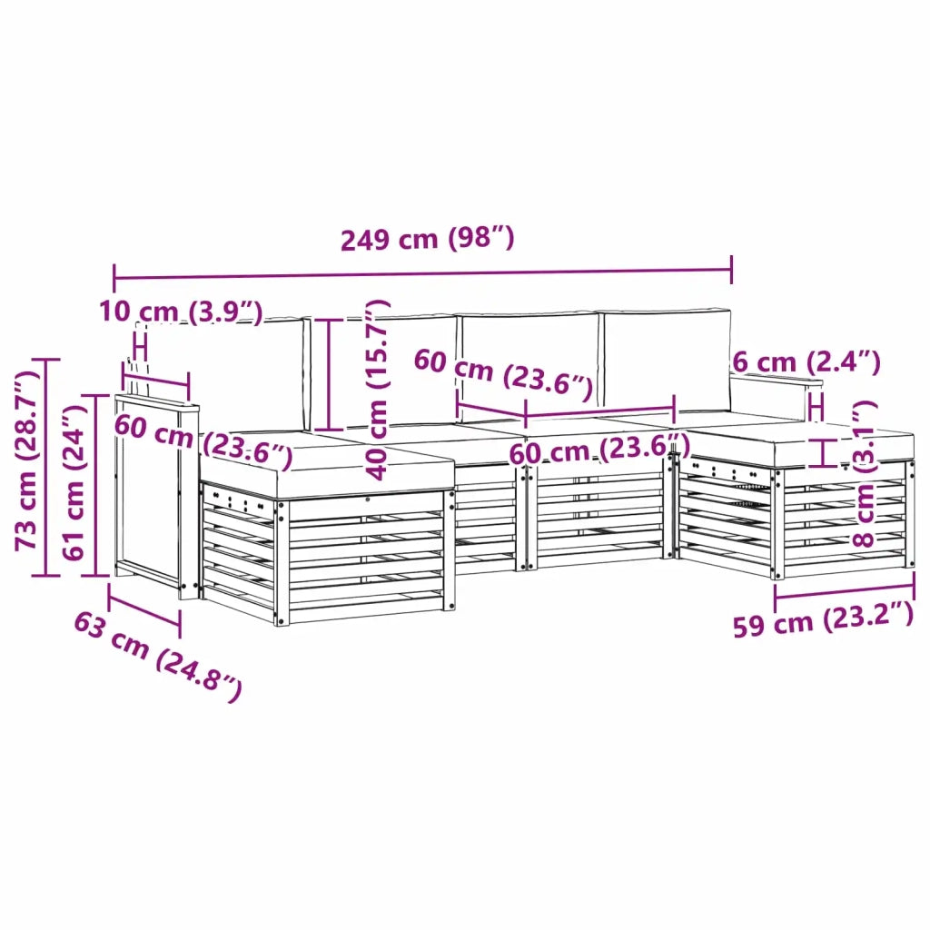 Set di divani da esterno 5 pz 3384689