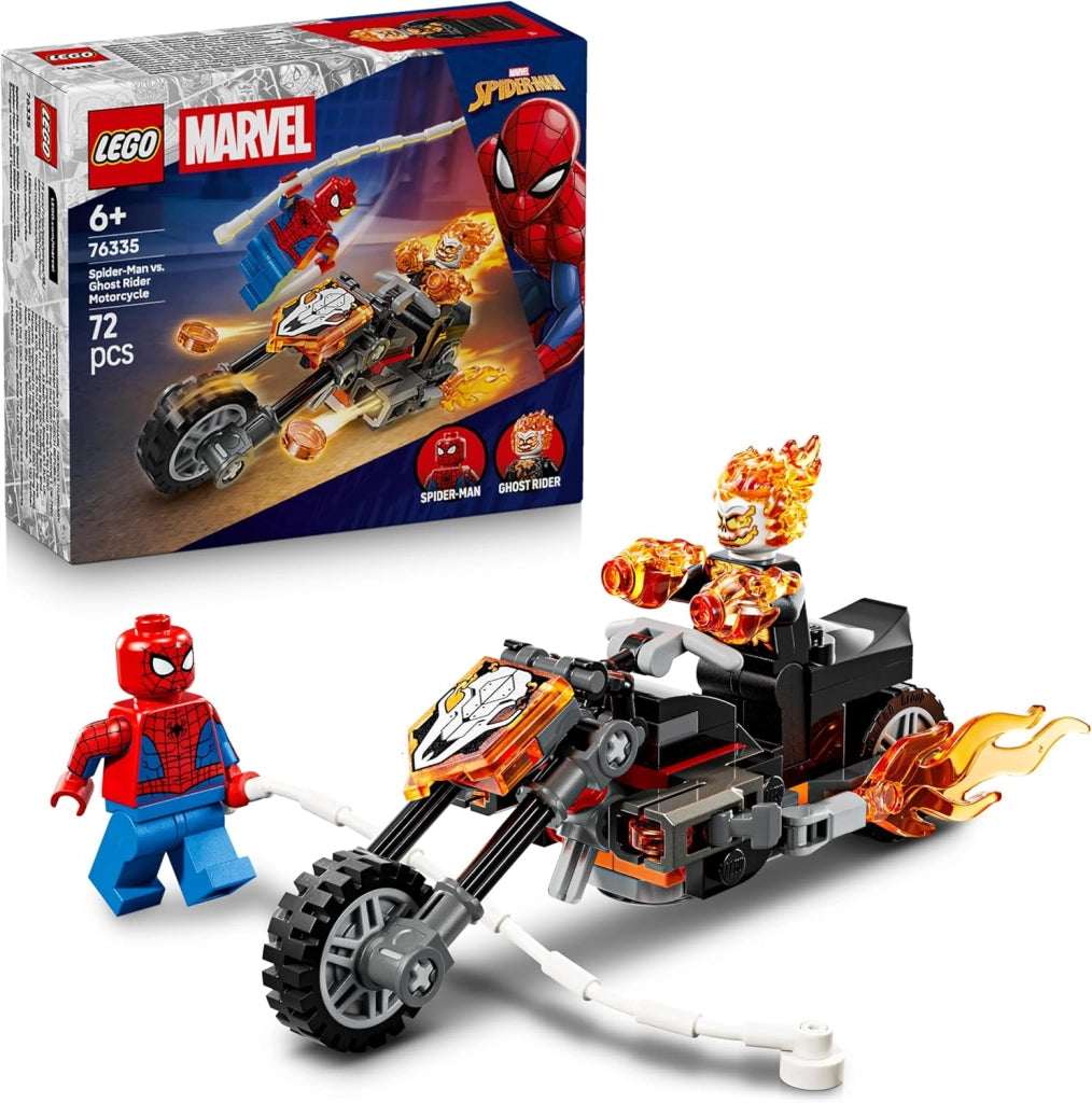 LEGO | Marvel Spider-Man vs. Ghost Rider in Motocicletta - Giocattolo dei Supereroi con Modellino di Moto, 2 Minifigure,