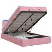 Letto Ottomano con Materasso e LED Rosa 120 x 190 cm Velluto 3458294
