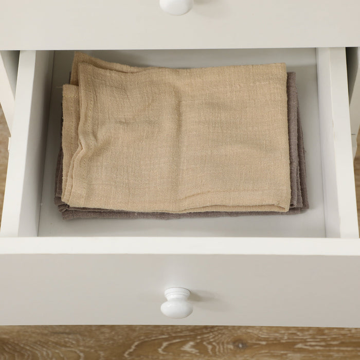 Tavolo da Cucina a Ribalta con 2 Cassetti e Armadietto ad Ante 120x80x75 cm in Truciolato Bianco