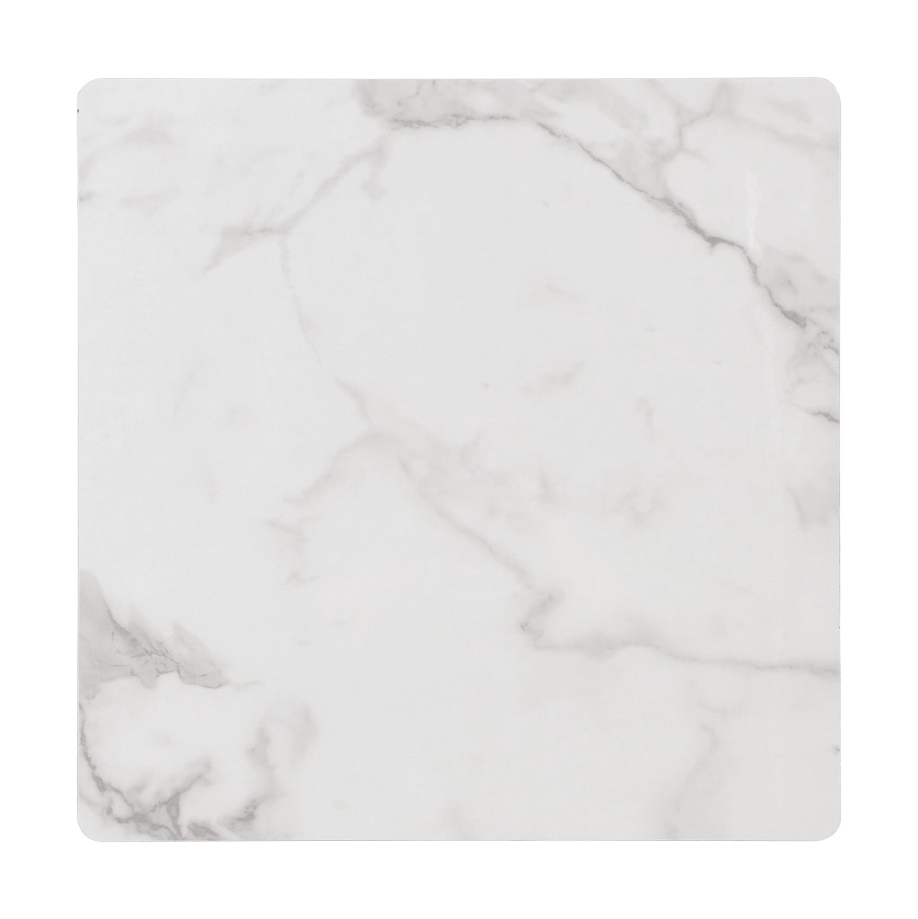 Set di 2 tavolini da caffè 60x60x45 cm e 45x45x40 cm; effetto marmo lucido; MDF; bianco nero