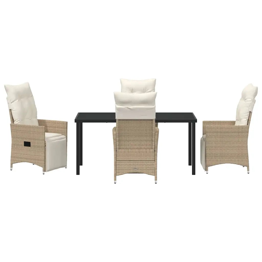 Set da Pranzo per Giardino con cuscino 5 pcs Beige polyrattan 3379586