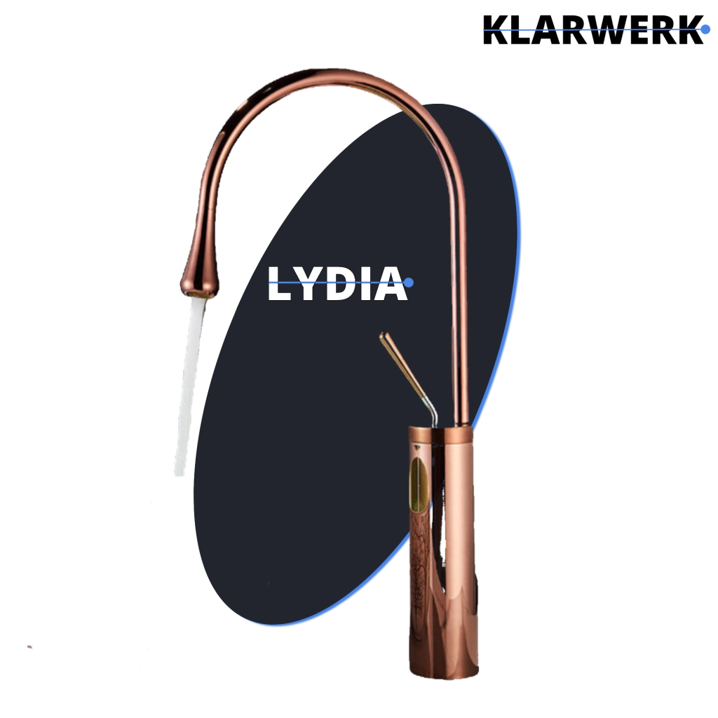 Lydia | Miscelatore da bagno Hotel Gastro Rosegold | Rubinetto in acciaio inox per lavabi alti | Miscelatore 2 attacchi alta pressione alto Bagno