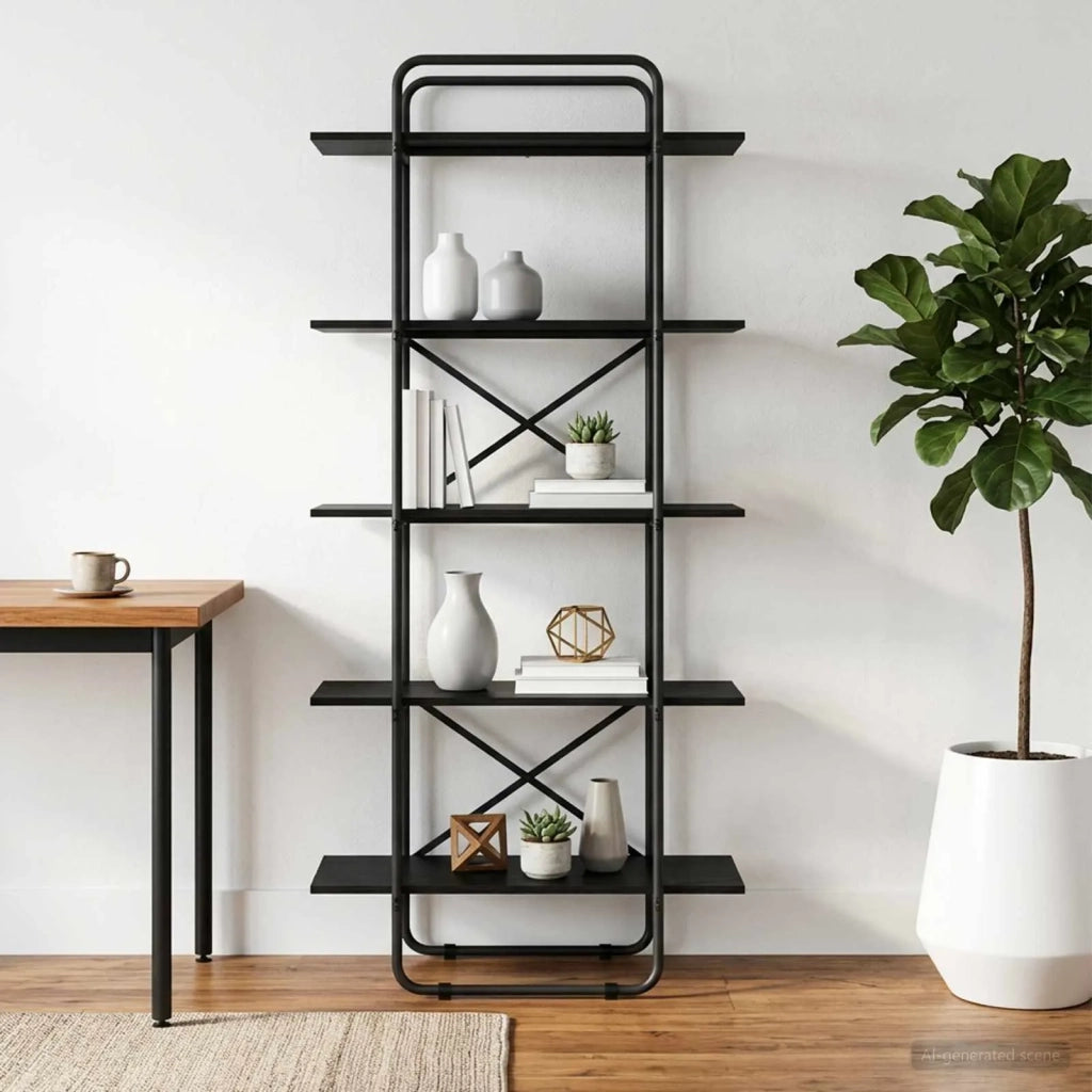 Libreria 5 livelli 80 x 35 x 175,5 cm PB Rovere Nero 8007804