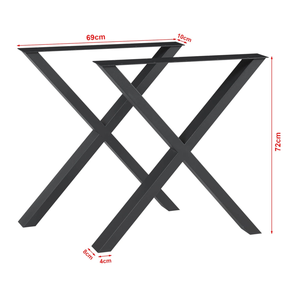 Set di 2 gambe per tavolo da arredamento moderno design originale acciaio 72 x 69 cm nero 03_0009666