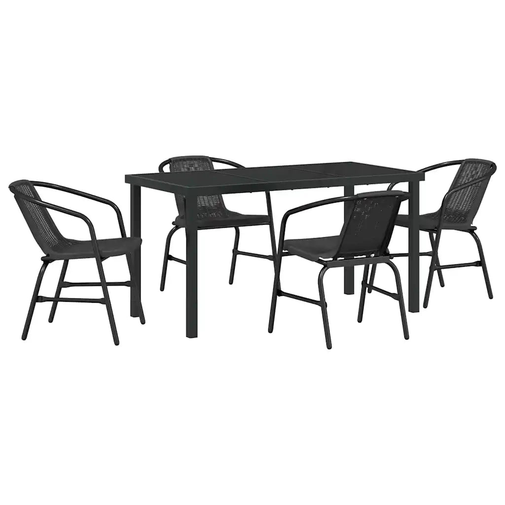 Set da Pranzo per Giardino 5 pcs Nero