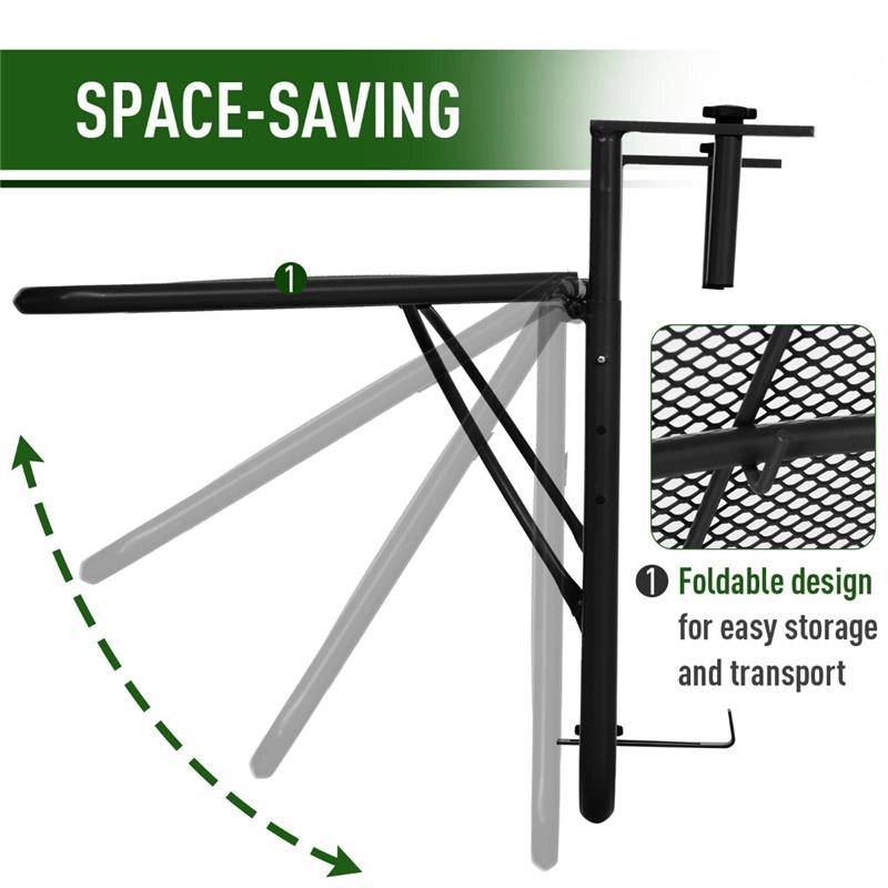 TAVOLINO DA BALCONE RINGHIERA APPESO RIPIANO REGOLABILE NERO 60 X 56.5 X 45 CM