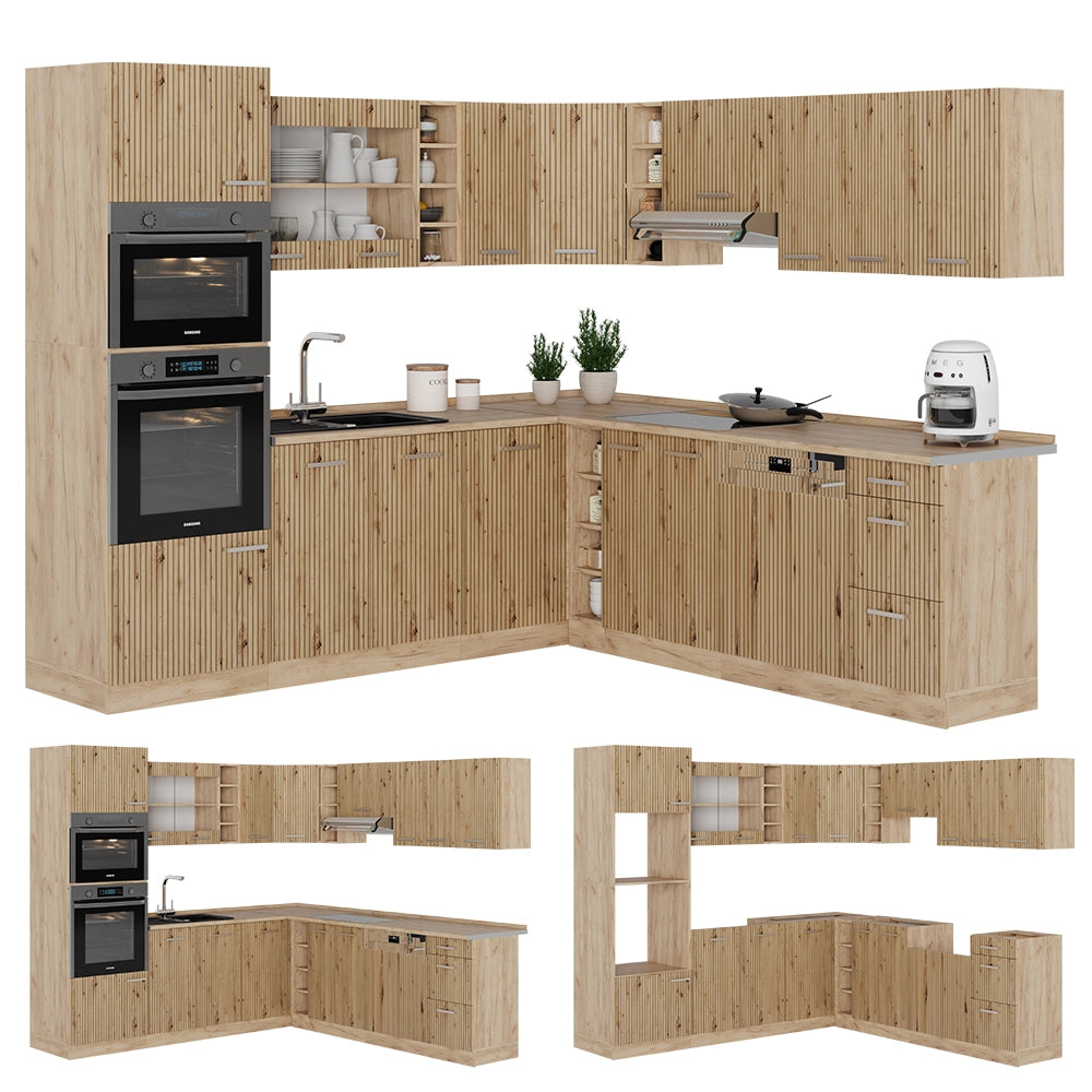 Vicco Cucina angolare completa Rovere artigianale/rovere Goldkraft 237 x 247 cm , PL Marmo