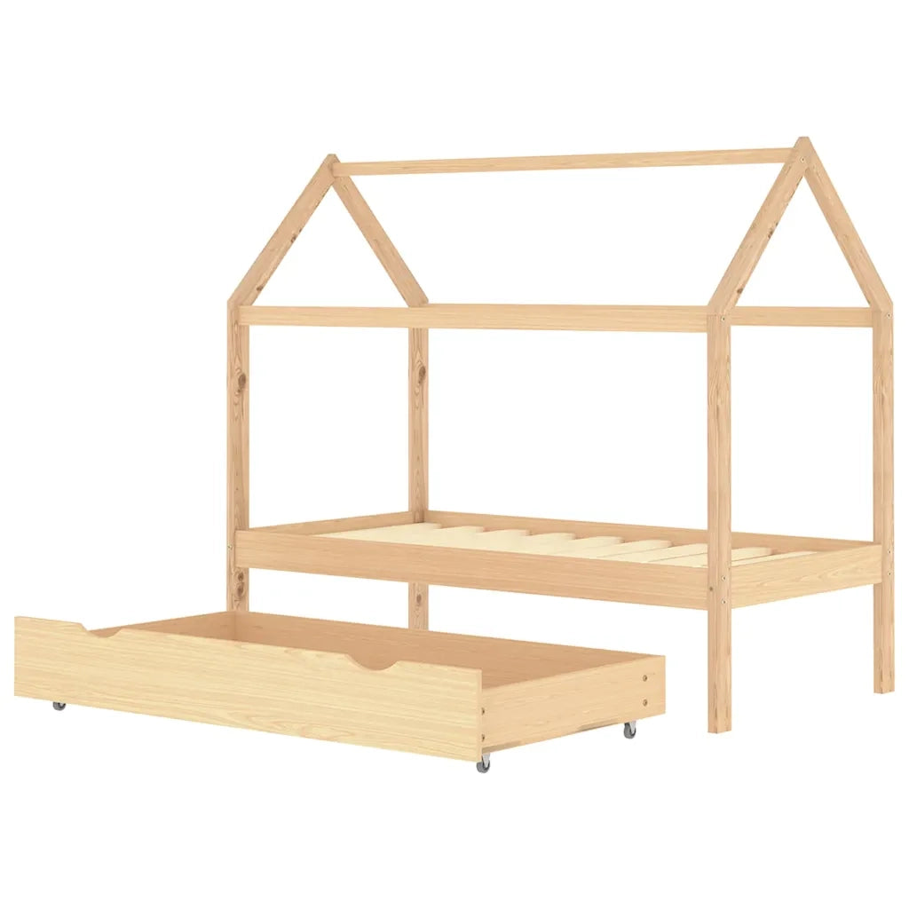 Giroletto per Bambini con Cassetto Legno Massello Pino 80x160cm 322137