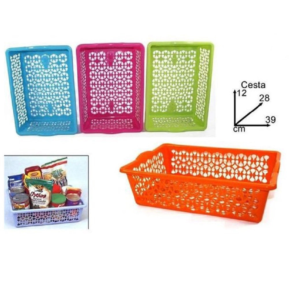 Trade Shop - Cesta Rettangolare In Plastica 39x28x12cm Contenitore Recipiente Oggetti Bucato -