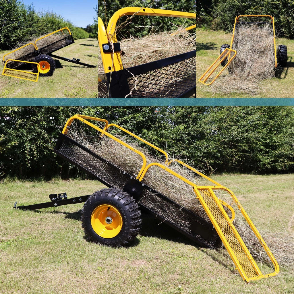 Rimorchio ribaltabile per trattorino 450kg 210x120x70 cm, con laterali rimovibili