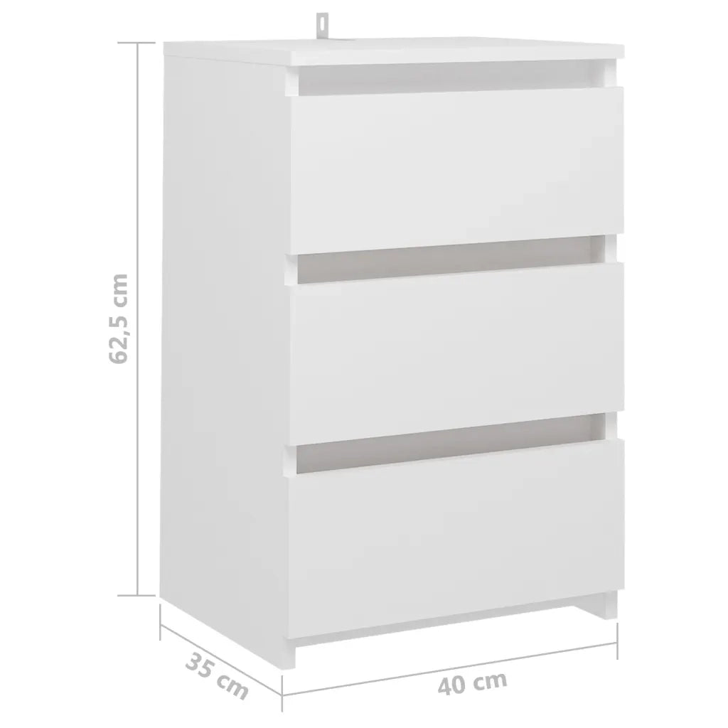 Comodino-Tavolino da notte Bianco 40x35x62,5 cm in Legno Multistrato