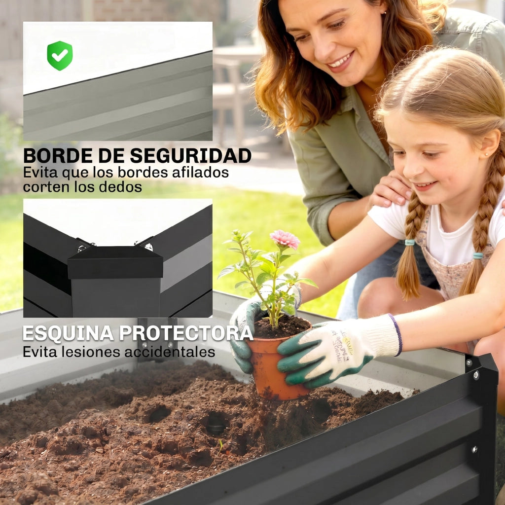Set 2 Fioriere in Acciaio per Esterno ¨C zephmum ¨C Grigio Scuro 100x60x30 cm