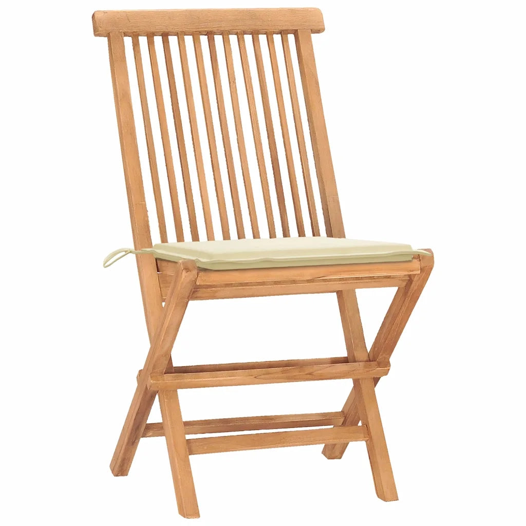 Set da Pranzo Giardino Pieghevole 3 pz Cuscino Massello di Teak cod mxl 51245