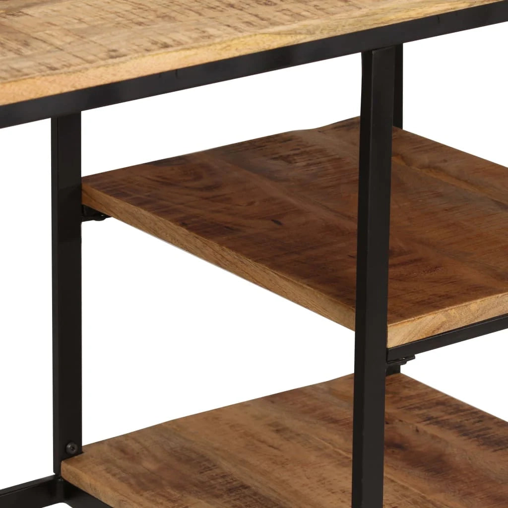 Scrivania tavolo postazione di lavoro scrivania per computer mobile da studio con sgabello pieghevole legno massello di mango 115 x 50 x 76 cm marrone 02_0023442