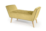 PANCA IN VELLUTO CON GAMBE LEGNO 117 X 40 X 60 CM IN COLORE SENAPE