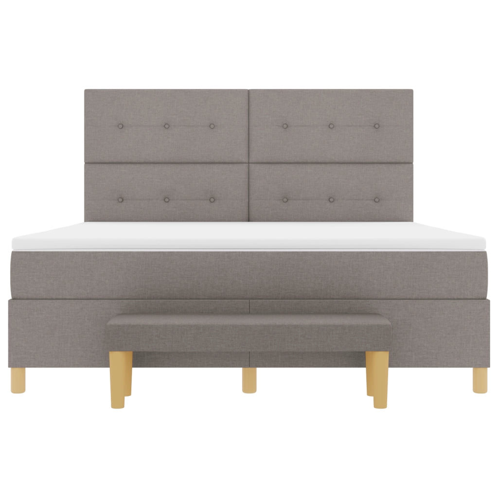 Letto a Molle con Materasso e Panchina Tortora 180x200 cm Tessuto