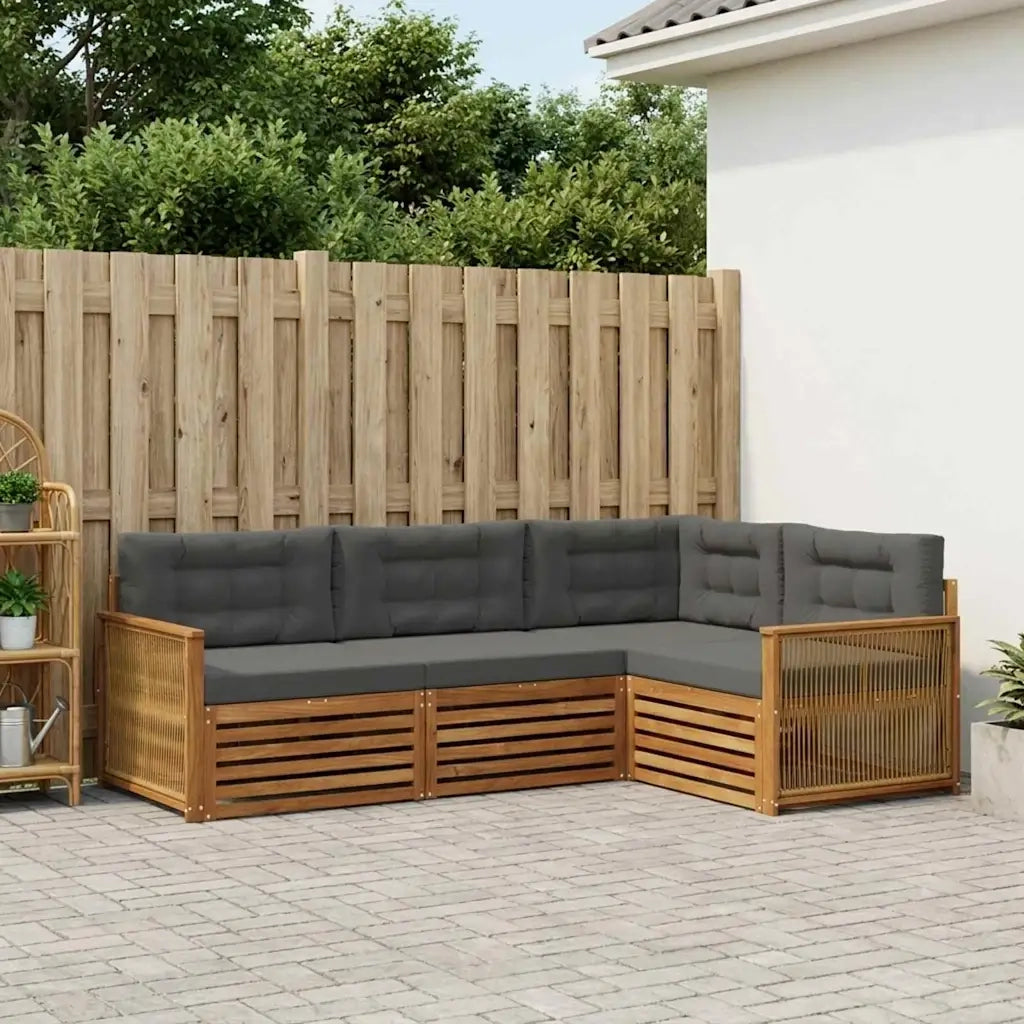 Set di divani da esterno con cuscino 4 pcs Naturale e Antracite