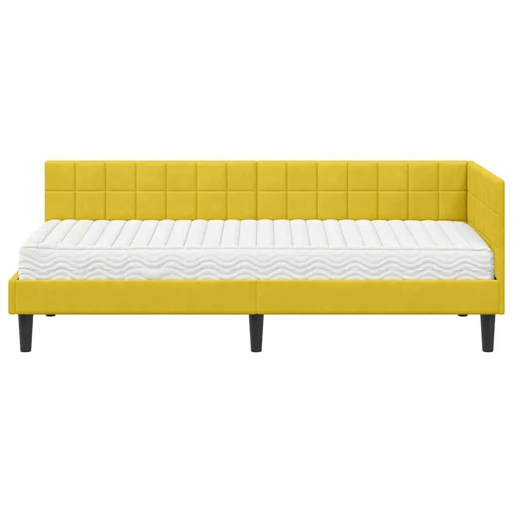 Struttura Letto Angolare con Materasso 2 pz-Giroletto con materasso Giallo Velluto 769460