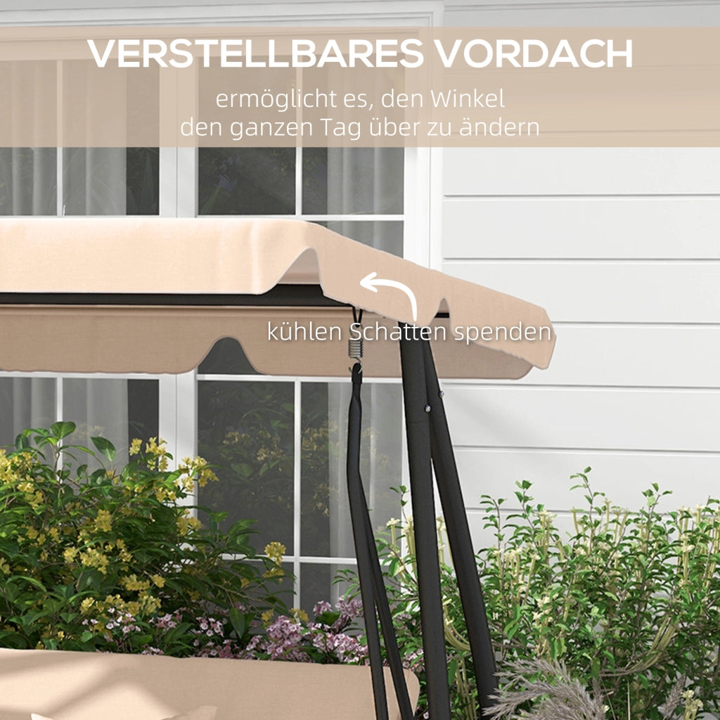 Divano a dondolo 3 posti Hollywood ¨C zephmum ¨C Marrone, Polyrattan, Acciaio, 200x120x164 cm