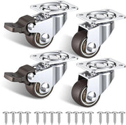 Ruote per mobili piccoli, set di 4 ruote con freni, ruote per mobili piccoli con un carico massimo di 40 kg (2 ruote in gomma con freni e 2 senza)