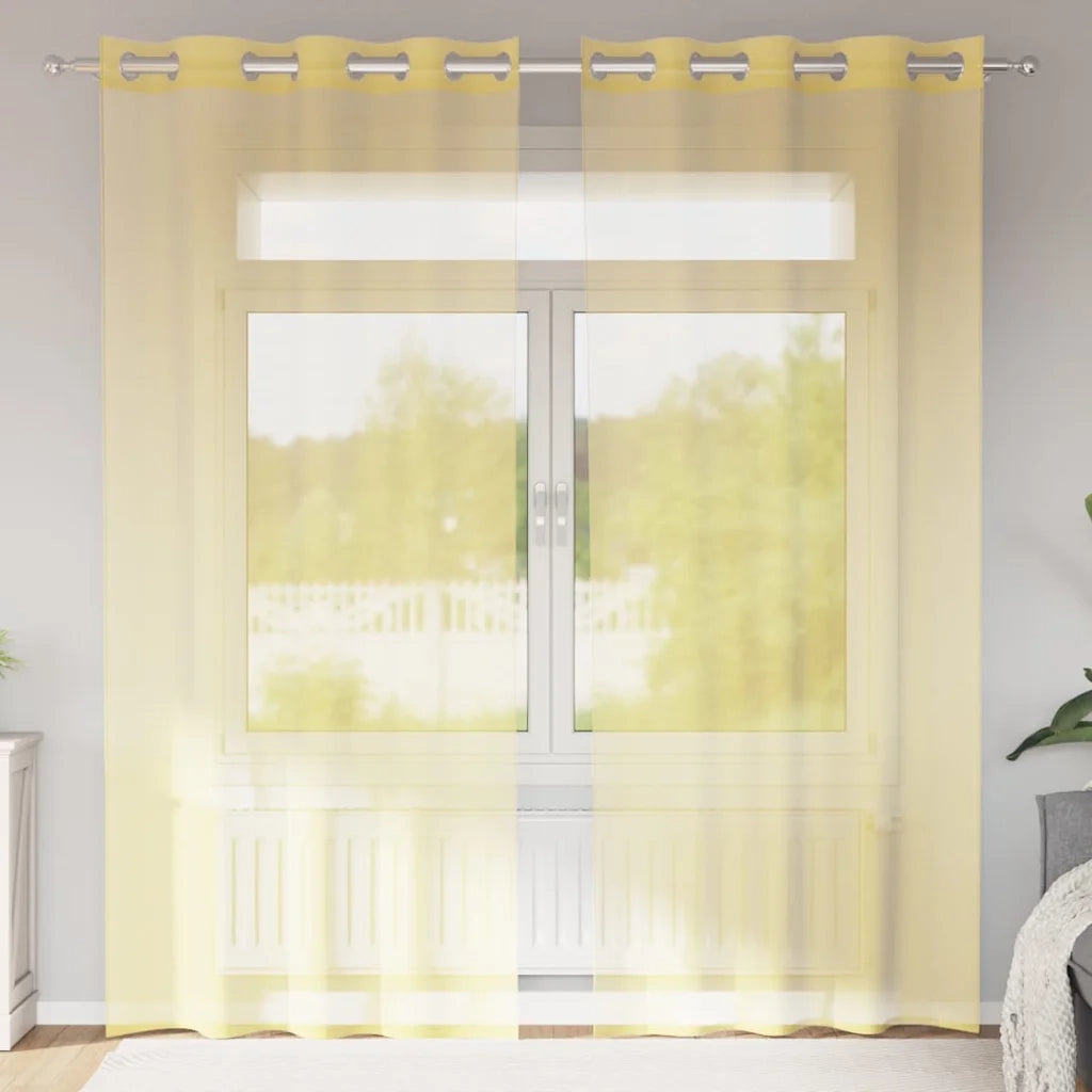 Tende in Voile con Occhielli 2 pz Giallo 4102134