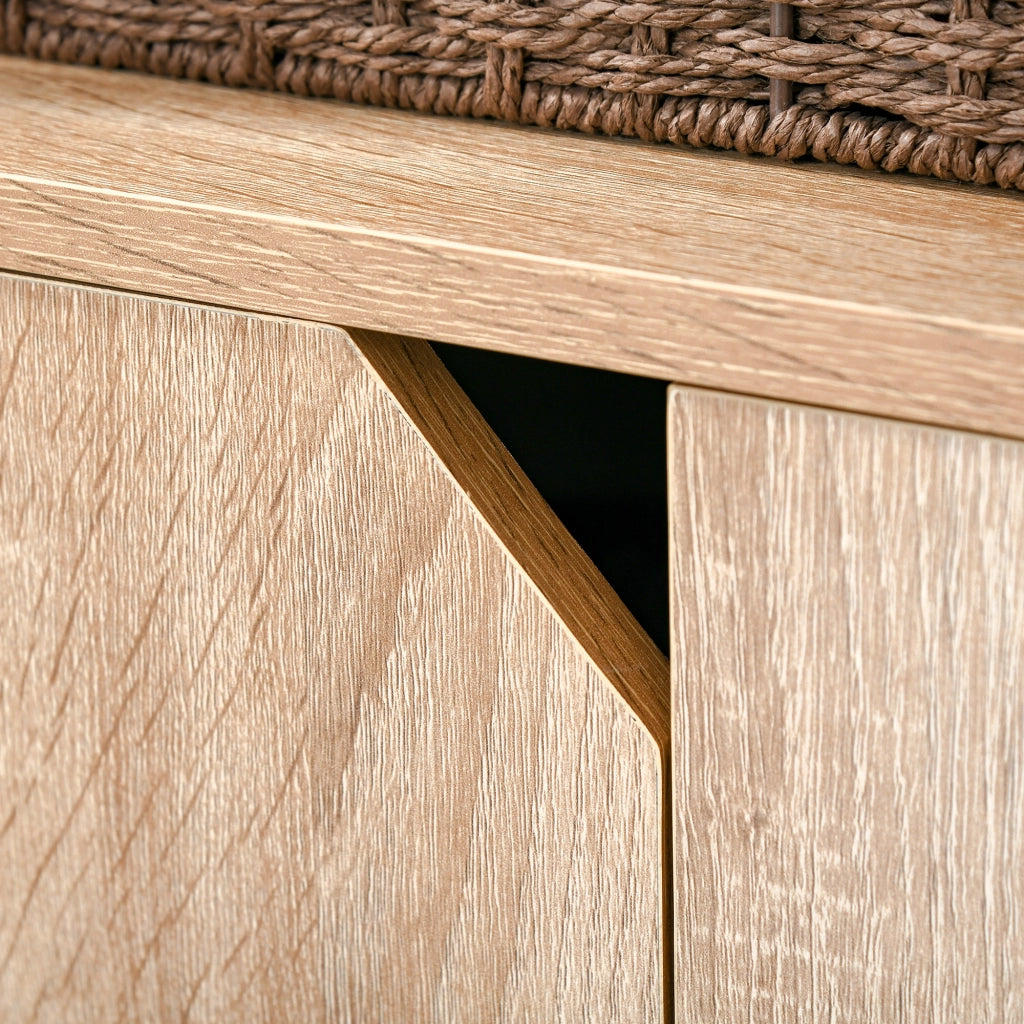 Libreria con Ripiani Aperti e Ante ¨C Zephmum ¨C Legno Naturale 80x35x97 cm