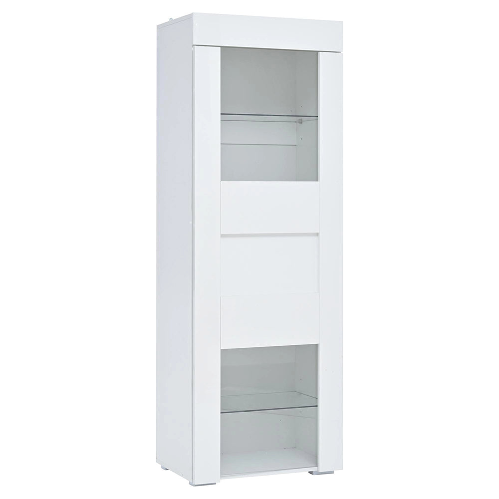 Vetrina 60x40x170 cm con LED - Xylo - 2 ripiani in vetro, ante in acrilico, armadio per soggiorno, bianco