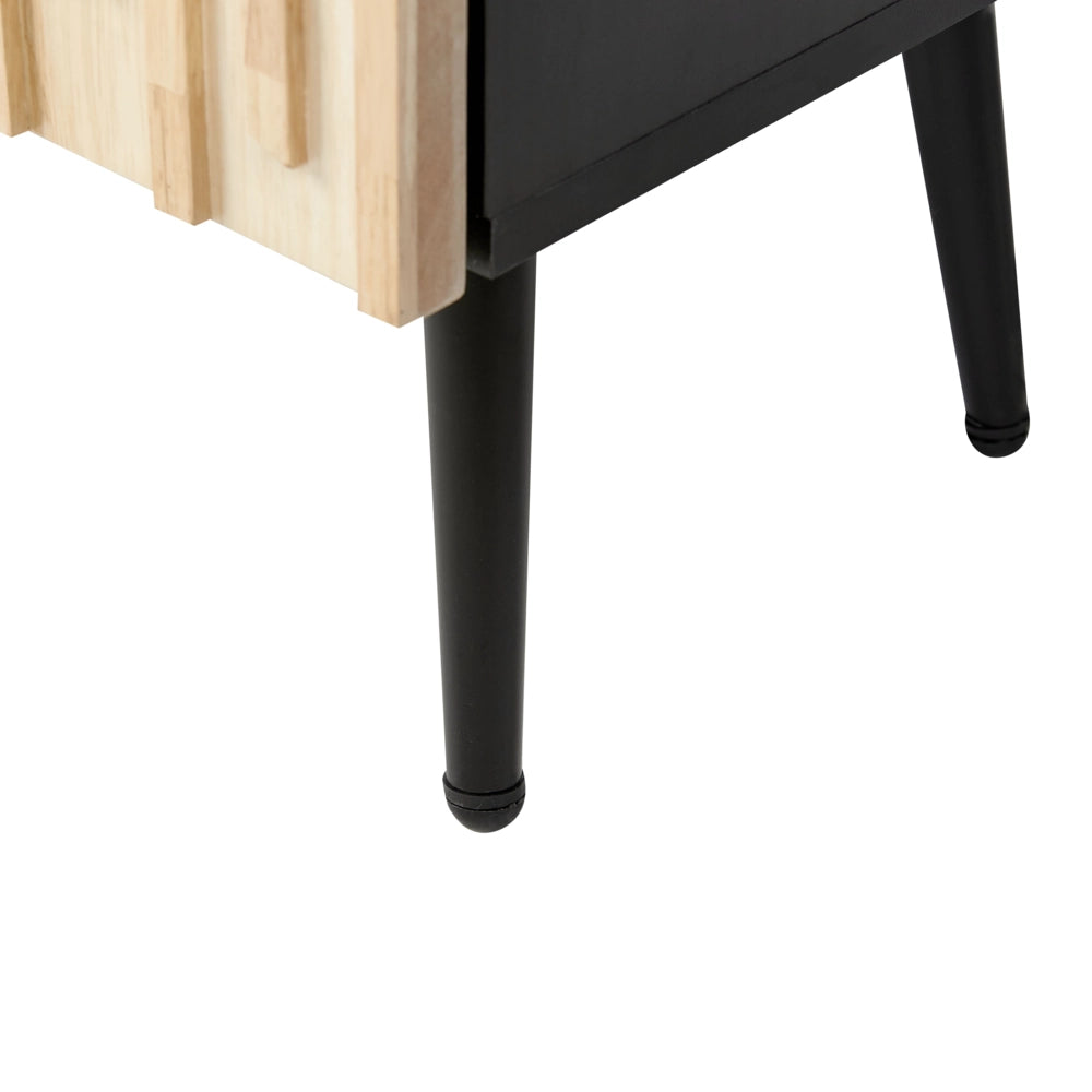 Credenza con struttura in MDF Anta in legno massiccio Porta in legno chiaro Contenitore in ferro Gambe moderne