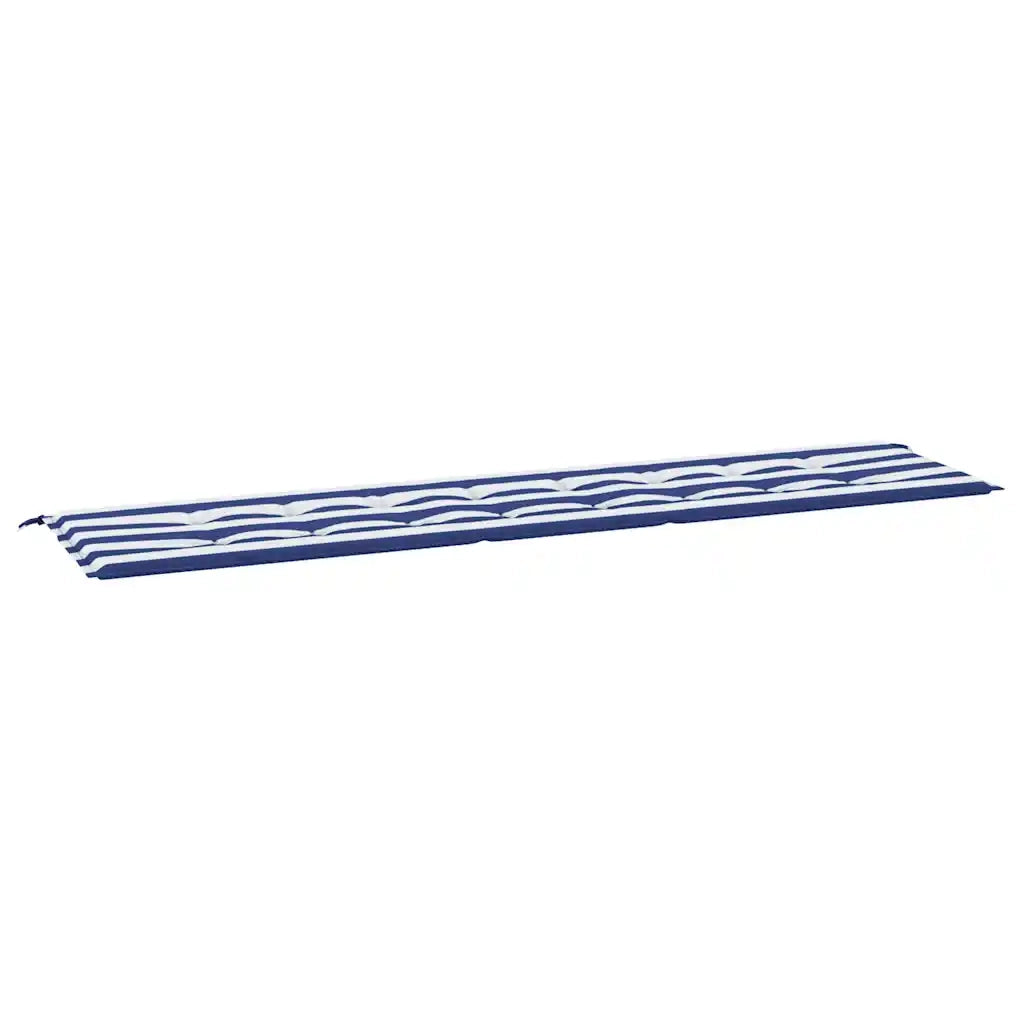 Cuscino Panca Giardino-Cuscini per panchina da esterno Righe Bianche e Blu 200x50x4 cm Tessuto