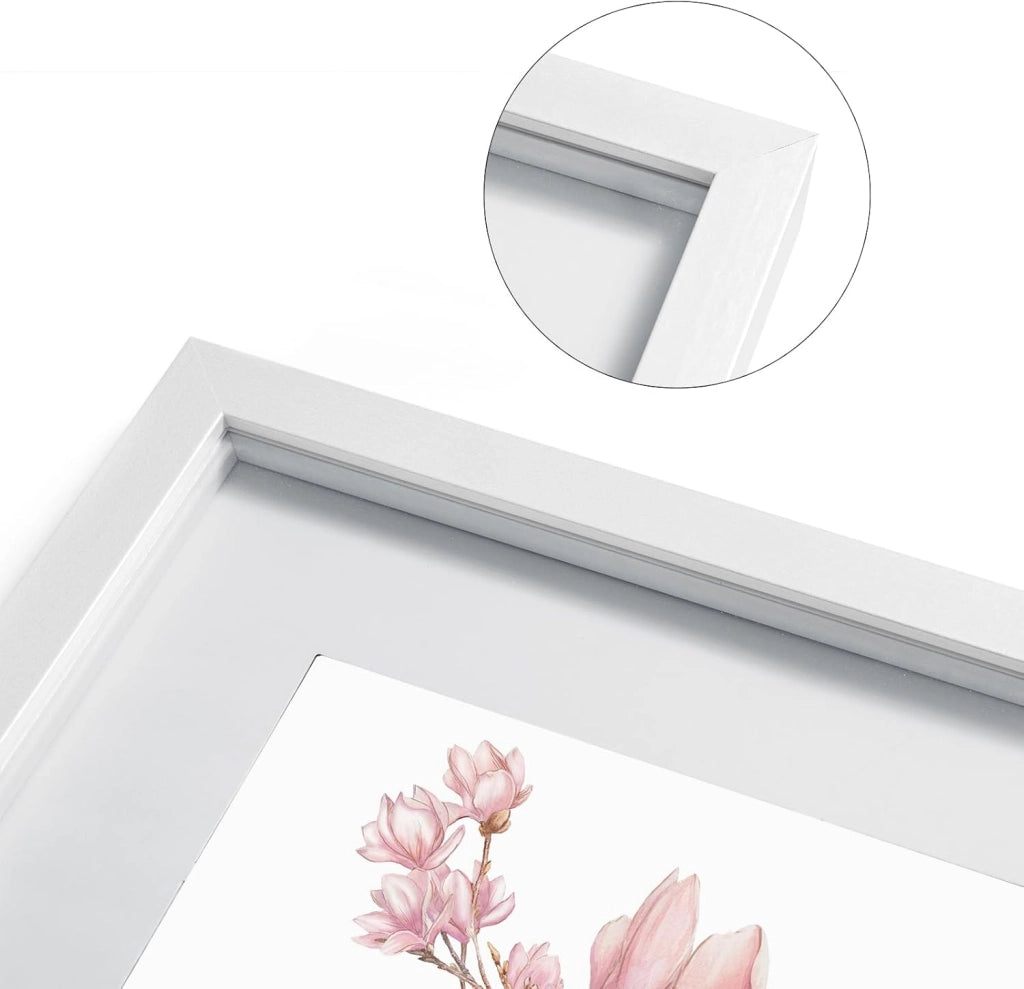 Set di 10 Cornice 3D per Foto da Muro Cornici 40x40cm per Oggetti Fino a 1,5cm, Cornici Fotografiche Multiple da Tavolo Portafoto Sospeso in Legno Passepartout Incluso, Bianco