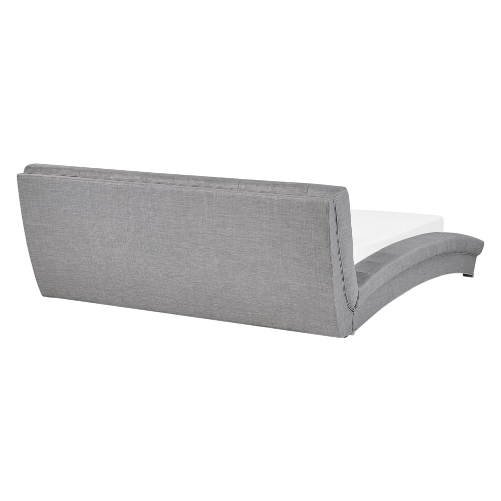 Letto ad acqua grigio tessuto 160 x 200 cm telaio ad arco testiera trapuntata