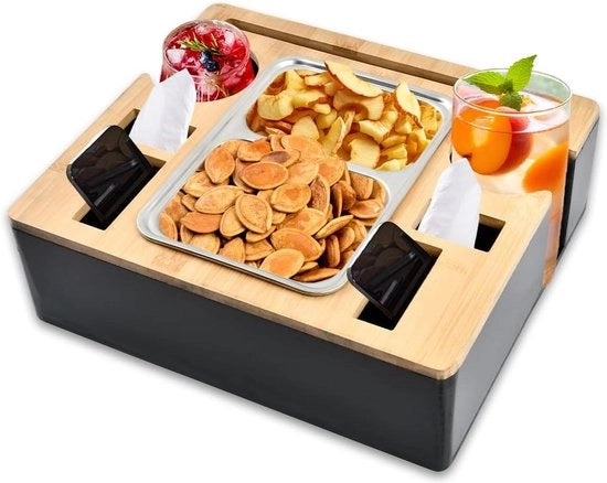 Tavolo da snack in bambù 36 x 31 x 11 cm - colazione in camera - tavolo da letto in legno - tavolo da pranzo - nero