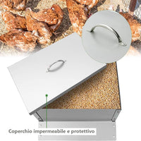 Mangiatoia per Galline 41x45x46 cm 2 Lati Capienza 30kg in Acciaio Zincato