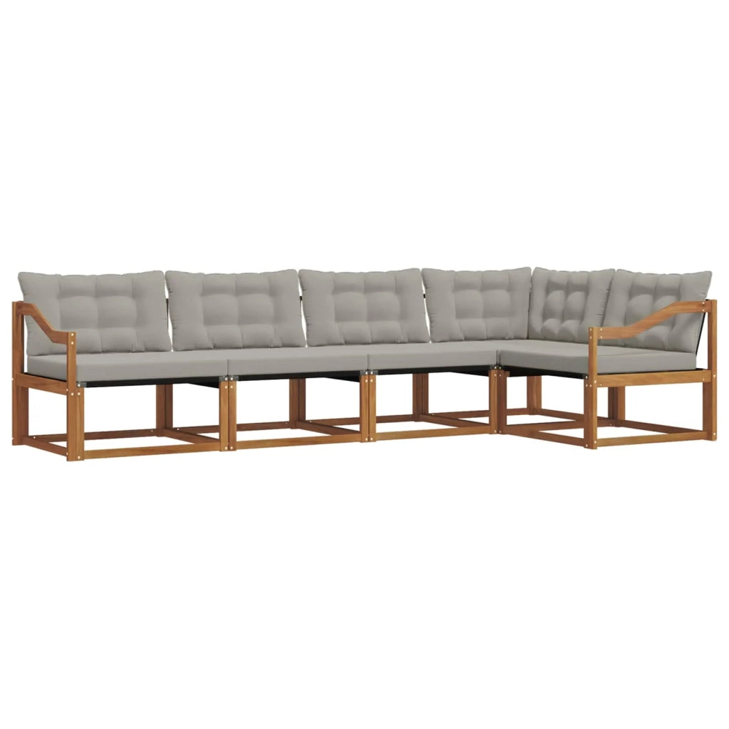 Set di divani da esterno 5 pcs Grigio Naturale e Chiaro