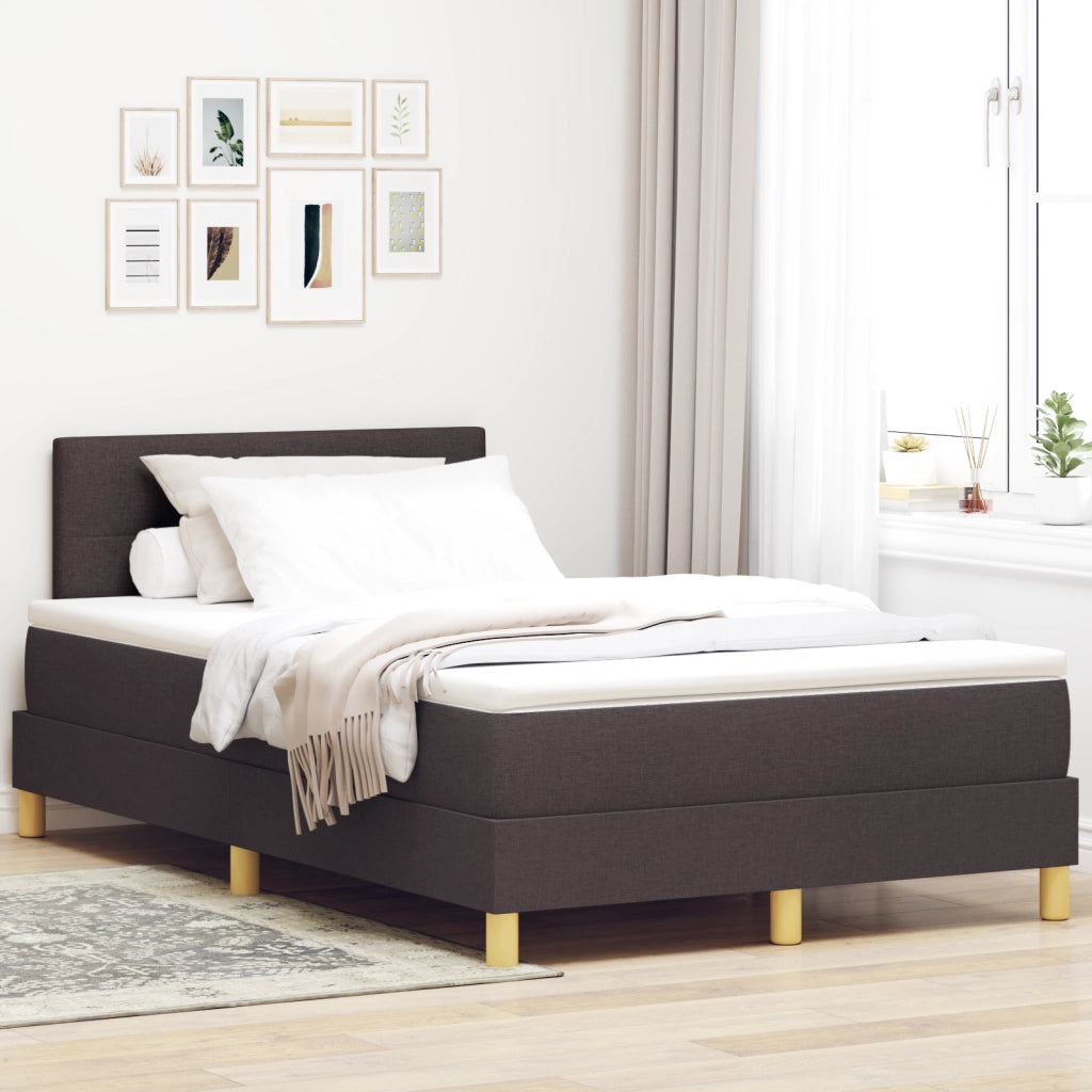 Letto a Molle con Materasso & LED Marrone Scuro 120x200 cm Tessuto