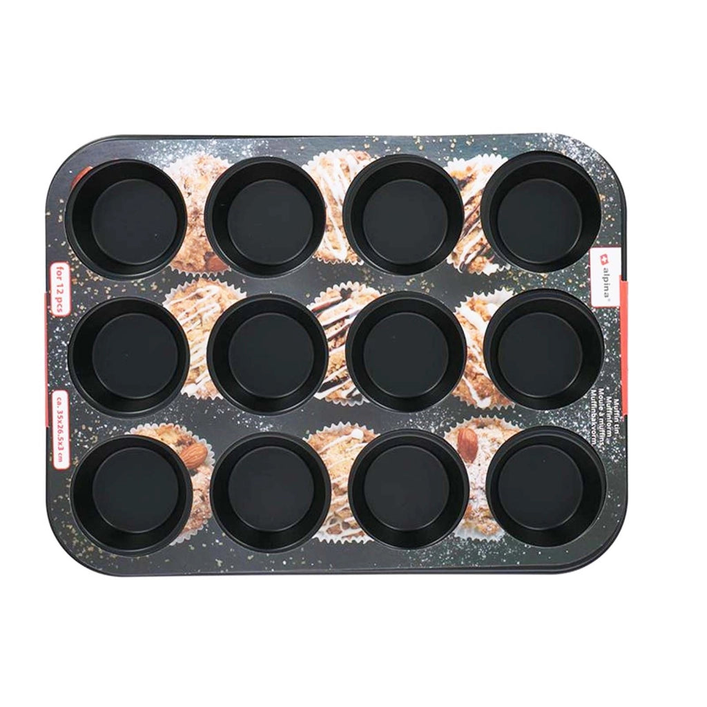 Stampo per muffin / cupcake 12 Cavità Antiaderenti Cottura omogenea Nero Alpina