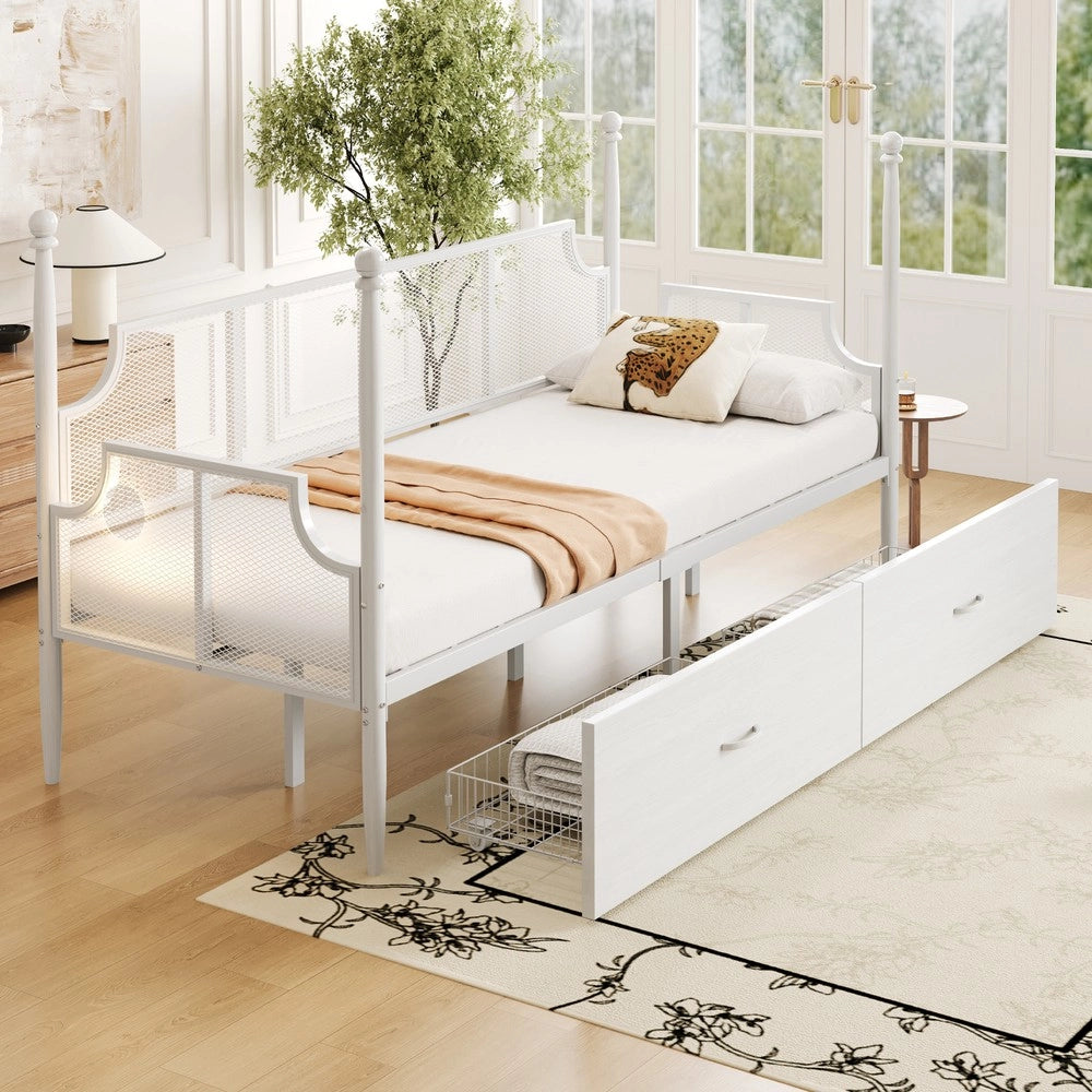 Letto Singolo in Metallo con Rete ¨C MINIMAL ¨C Bianco 90x200