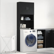 Mobile Lavatrice Rovere Nero 64x24x190 cm in Legno Multistrato 859128