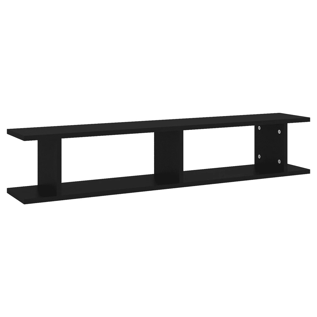 Mensole a Parete 2 pz Nere 105x18x20 cm in Legno Multistrato 807206