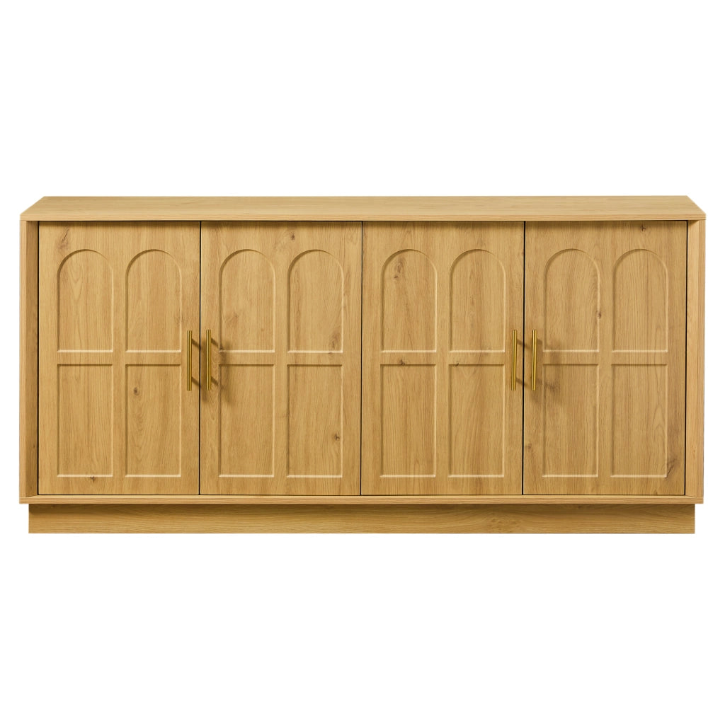 Madia con ante curve e ripiani regolabili in MDF; 169 cm; naturale