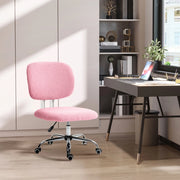 Sedia da ufficio ergonomica girevole senza braccioli con schienale medio, altezza regolabile, in poliestere rosa