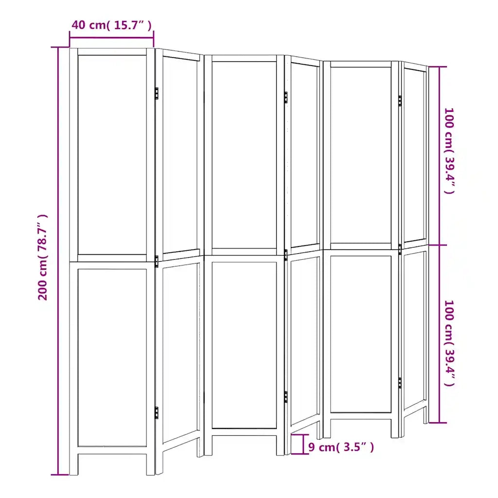 Divisorio Ambienti | Divider per stanze | Paravento 6Pannelli Bianco Legno Massello di Paulownia