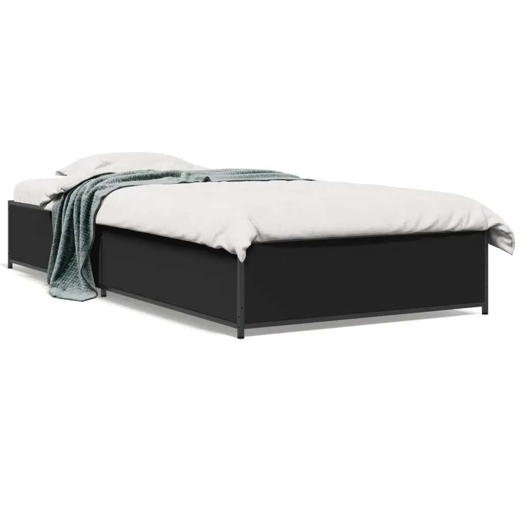Giroletto-Struttura Letto Nero 90x200 cm in Legno Multistrato e Metallo 671052