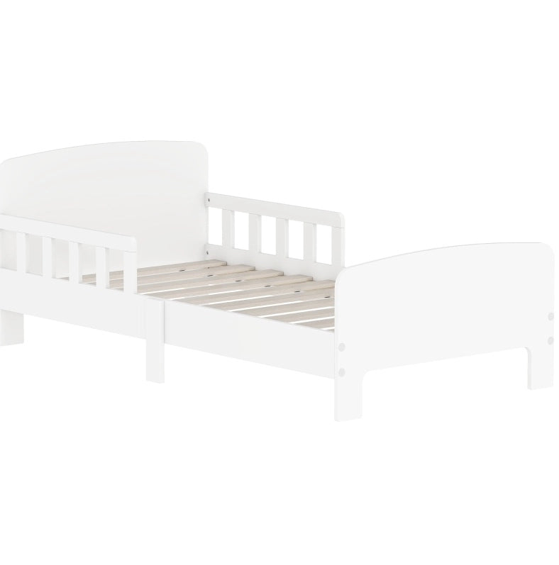 Letto per bambini basso con sponde di sicurezza; legno; bianco