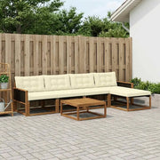 Set di divani da esterno con cuscino 6 pcs Naturale e Crema
