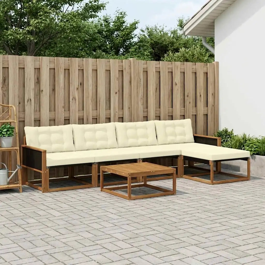 Set di divani da esterno con cuscino 6 pcs Naturale e Crema